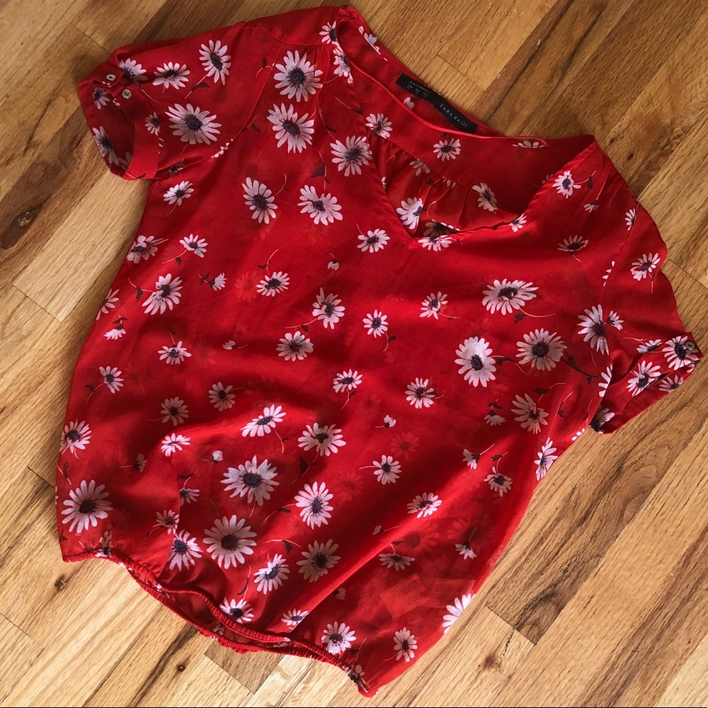 Red floral Zara shirt/blouse